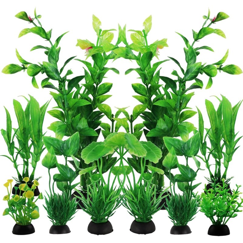 Aquarium Plant Vine - 10Pcs/set Artificial Aquarium Plants Ornaments Green